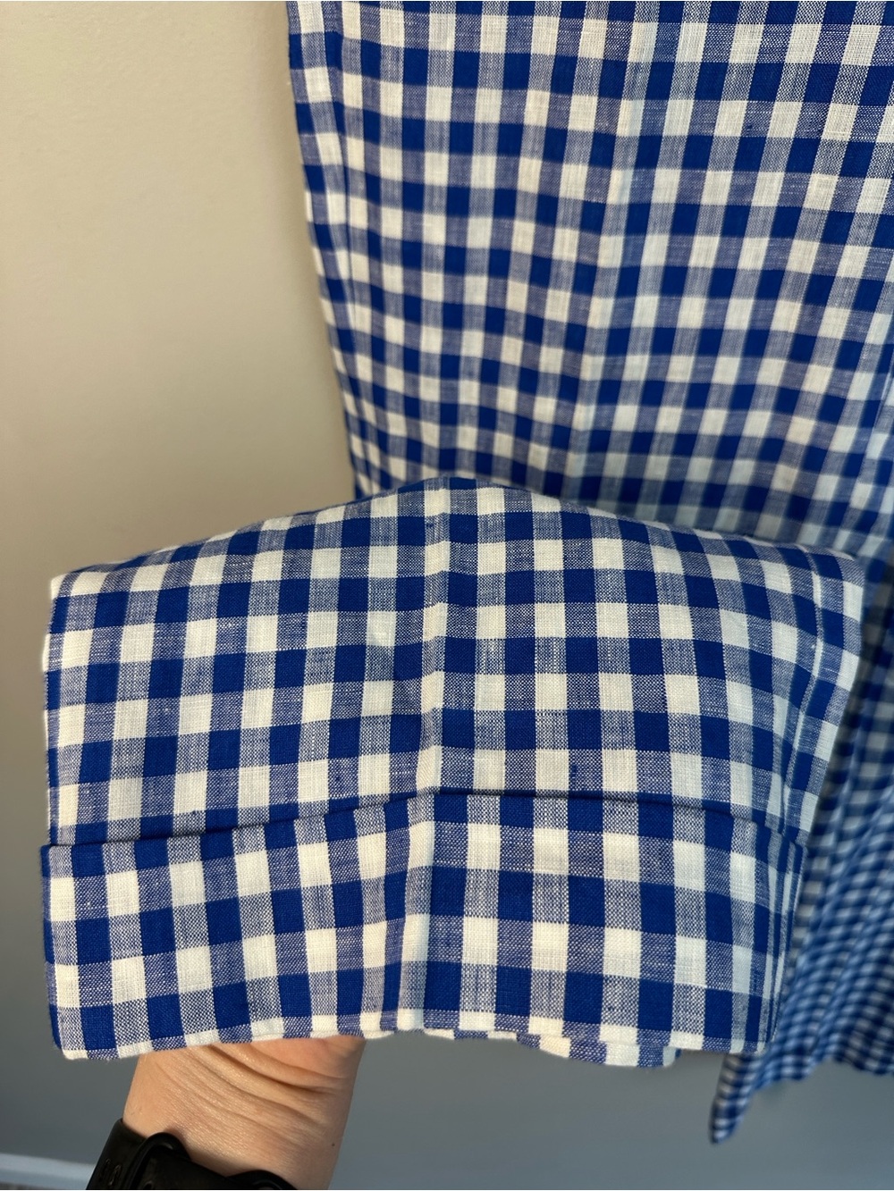 J. Crew Blue And White Linen Gingham Pants Trousers Slacks Size 00 - Picture 9 of 16